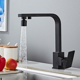 Classic Black Kitchen Mixer With Rotating Outlet Spout
