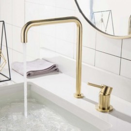 Modern Brushed Gold Single Handle Basin Faucet