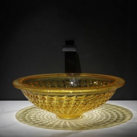 Modern Yellow Round Countertop Sink In Glass For Bathroom
