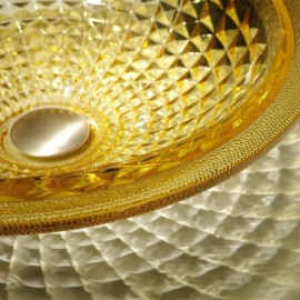Modern Yellow Round Countertop Sink In Glass For Bathroom