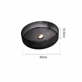 Classic Black Round Glass Sink For Bathroom Faucet Optional