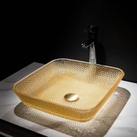 Square Glass Countertop Sink L40.5Cm For Bathroom