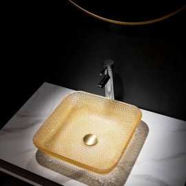 Square Glass Countertop Sink L40.5Cm For Bathroom