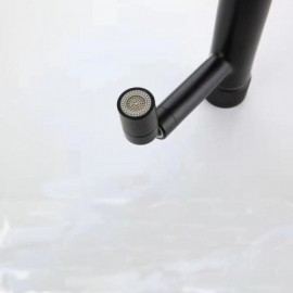 Black Copper Basin Mixer With Push Button For Bathroom
