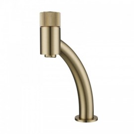 Black/Brushed Gold Basin Mixer With Push Switch For Bathroom