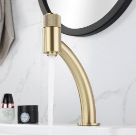 Black/Brushed Gold Basin Mixer With Push Switch For Bathroom