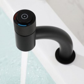 Black/Brushed Gold Basin Mixer With Push Switch For Bathroom