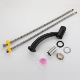 Black/Brushed Gold Basin Mixer With Push Switch For Bathroom