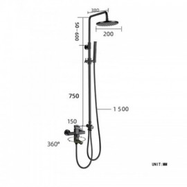 Modern Gray Shower Faucet With 3 Functions For Bathroom