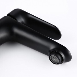 Black Sink Faucet Single Handle Cold Hot Water For Bathroom
