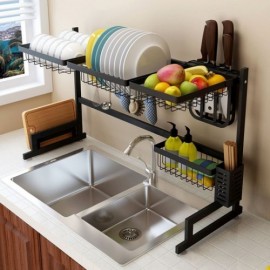 Stainless Steel Sink Rack Retractable Kitchen Storage Shelf 2 Sizes