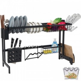 Stainless Steel Sink Rack Black Storage Shelf For Kitchen