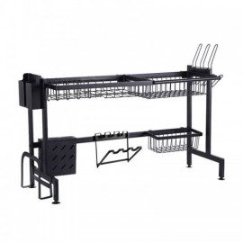Stainless Steel Sink Rack Black Storage Shelf For Kitchen