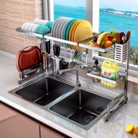 Multifunctional Silver-Colored Stainless Steel Storage Rack For Kitchen