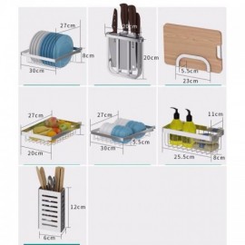 Multifunctional Silver-Colored Stainless Steel Storage Rack For Kitchen