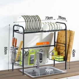 Multifunctional Black Stainless Steel Storage Rack For Kitchen 3 Sizes