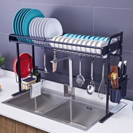 Black Stainless Steel Storage Rack Shelf For Kitchen Utensils