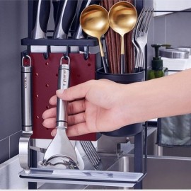 Black Stainless Steel Storage Rack Shelf For Kitchen Utensils