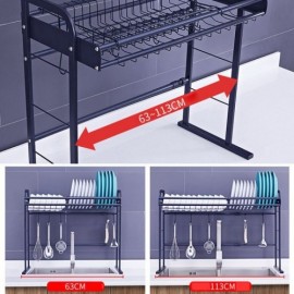 Black Stainless Steel Storage Rack Shelf For Kitchen Utensils