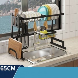 Black Stainless Steel Sink Rack Kitchen Utensil Storage Shelf 2 Sizes