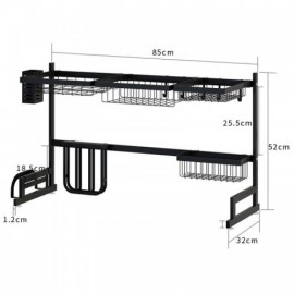 Black Stainless Steel Sink Rack Kitchen Utensil Storage Shelf 2 Sizes