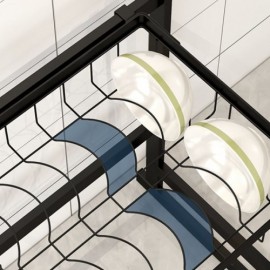 Black Stainless Steel Sink Rack Kitchen Utensil Storage Shelf 2 Sizes