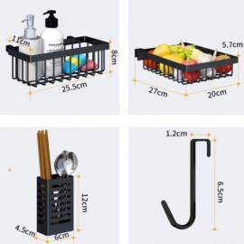 Black Stainless Steel Sink Rack Kitchen Utensil Storage Shelf 2 Sizes