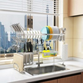 2 Layers Silver Stainless Steel Kitchen Shelf 3 Sizes