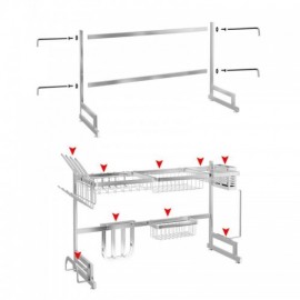 2 Layers Silver Stainless Steel Kitchen Shelf 3 Sizes