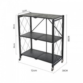 Foldable Black Kitchen Shelf In Stainless Steel Without Installation H86Cm