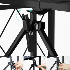 Foldable Black Kitchen Shelf In Stainless Steel Without Installation H86Cm