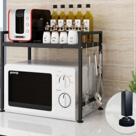 Black Stainless Steel Retractable Kitchen Shelf Storage Rack