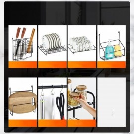 Black Stainless Steel Kitchen Shelf Double Layer Storage Rack