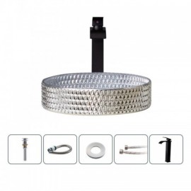 Round Countertop Basin In Silver-Plated Glass For Toilets