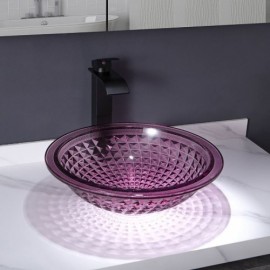 Purple Countertop Washbasin In Round Glass Optional Faucet
