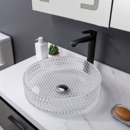 Round Transparent Glass Countertop Basin For Bathroom