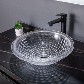 Countertop Washbasin In Transparent Glass Without/With Faucet