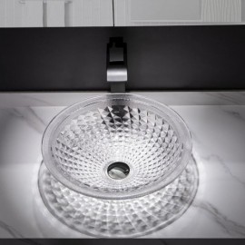 Countertop Washbasin In Transparent Glass Without/With Faucet