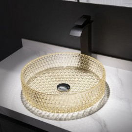 Modern Round Glass Basin For Bathroom Optional Faucet
