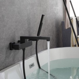 Black Copper Thermostatic Bathtub Faucet For Bathroom