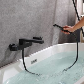 Black Copper Thermostatic Bathtub Faucet For Bathroom