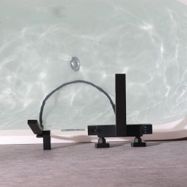 Black Copper Thermostatic Bathtub Faucet For Bathroom