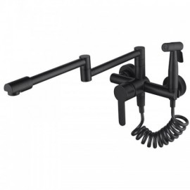 Wall Mounted Copper Kitchen Faucet Black/Chrome/Brushed Nickel