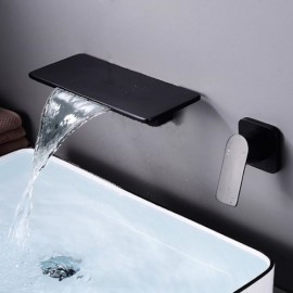 Black/White Waterfall Wall-Mounted Basin Mixer For Bathroom