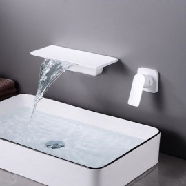 Black/White Waterfall Wall-Mounted Basin Mixer For Bathroom
