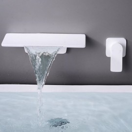 Black/White Waterfall Wall-Mounted Basin Mixer For Bathroom