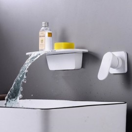 Bathroom Wall Mounted Black/White Waterfall Basin Mixer Single Handle