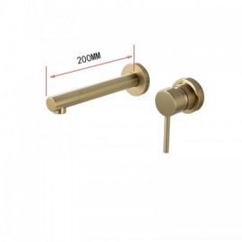 Brushed Gold Copper Two Hole Wall Mounted Basin Faucet For Bathroom