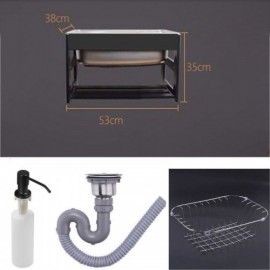 Black Stainless Steel Wall-Mounted Single Sink With Aluminum Support For Kitchen Optional Faucet