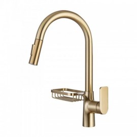Kitchen Mixer With Removable Nozzle With A Small Shelf Black/Brushed Gold